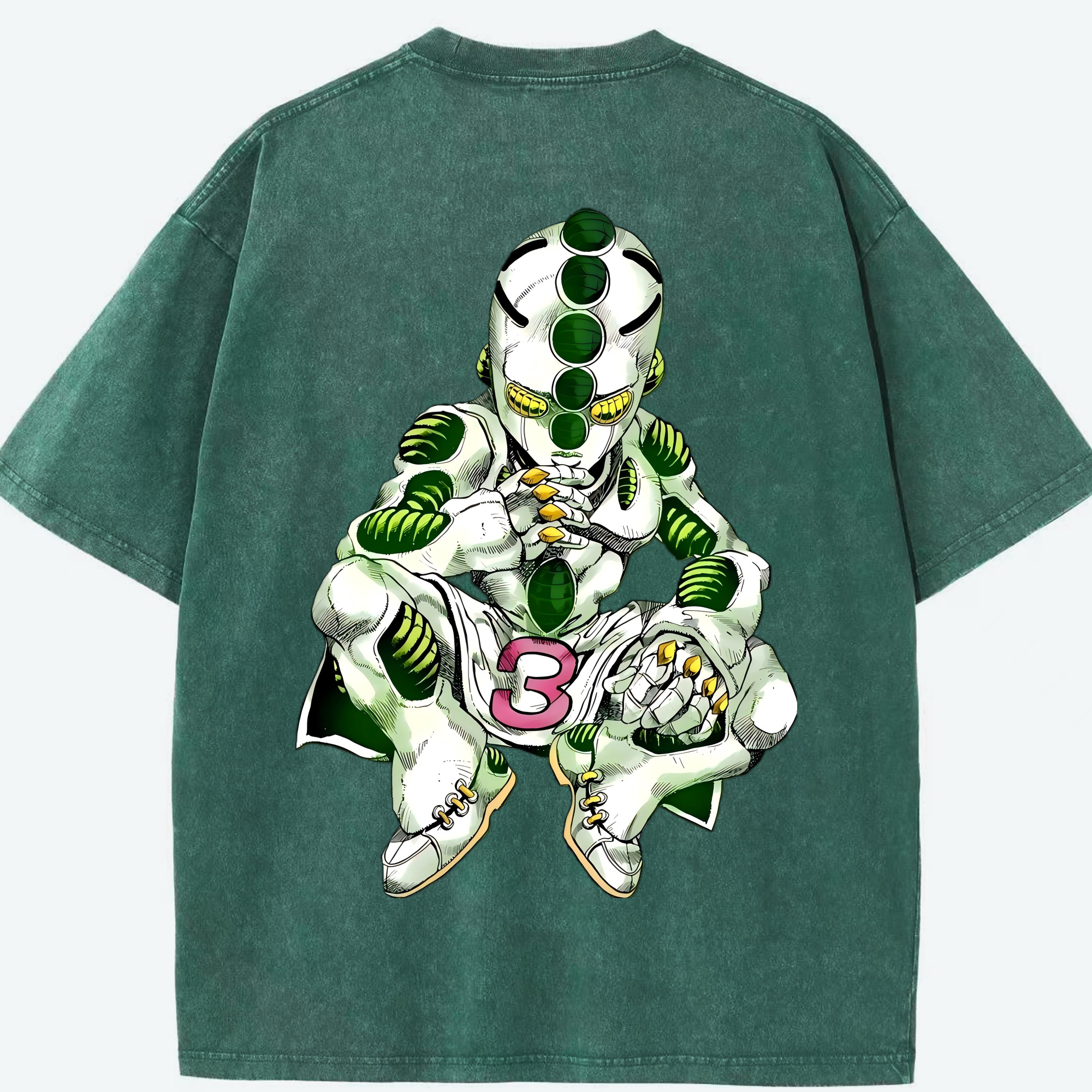 （画像用） ジョジョの奇妙な冒険 広瀨康一 JoJo's Bizarre Adventure Hirose Koichi 綿100% ヴィンテージ風 半袖Tシャツ（背面プリント）